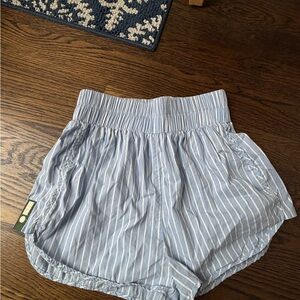 Daily Drills Light Blue Striped High Waist Shorts